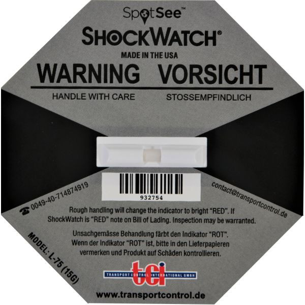 Stossindikator Shockwatch grau 15g/50 ms