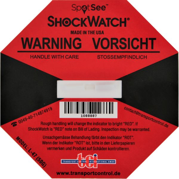 Stossindikator Shockwatch rot 50g/50 ms
