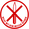 Etiketten 80mm rund "Nicht mit Messer öffnen" Warn